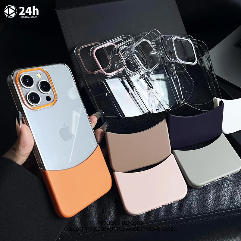 

Splicing Dual Color Phone Cases For iPhone 14 15 12 13 Pro Max PC Anti Fall Protective cover Splicing the phone case Up And Down