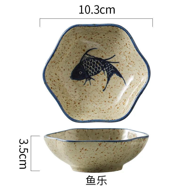 Japanese Ceramic Small Dish Creative Hexagonal Plum Blossom Condiment Dish Sauce Seasoning Plate Family Kitchen Tableware 3