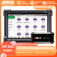 ANCEL X7 HD Heavy Duty Truck Diagnostic Tool Bluetooth OBD2 All System Oil D-P-F Regen ECU Reset 12V 24V Diesel Truck Scanner