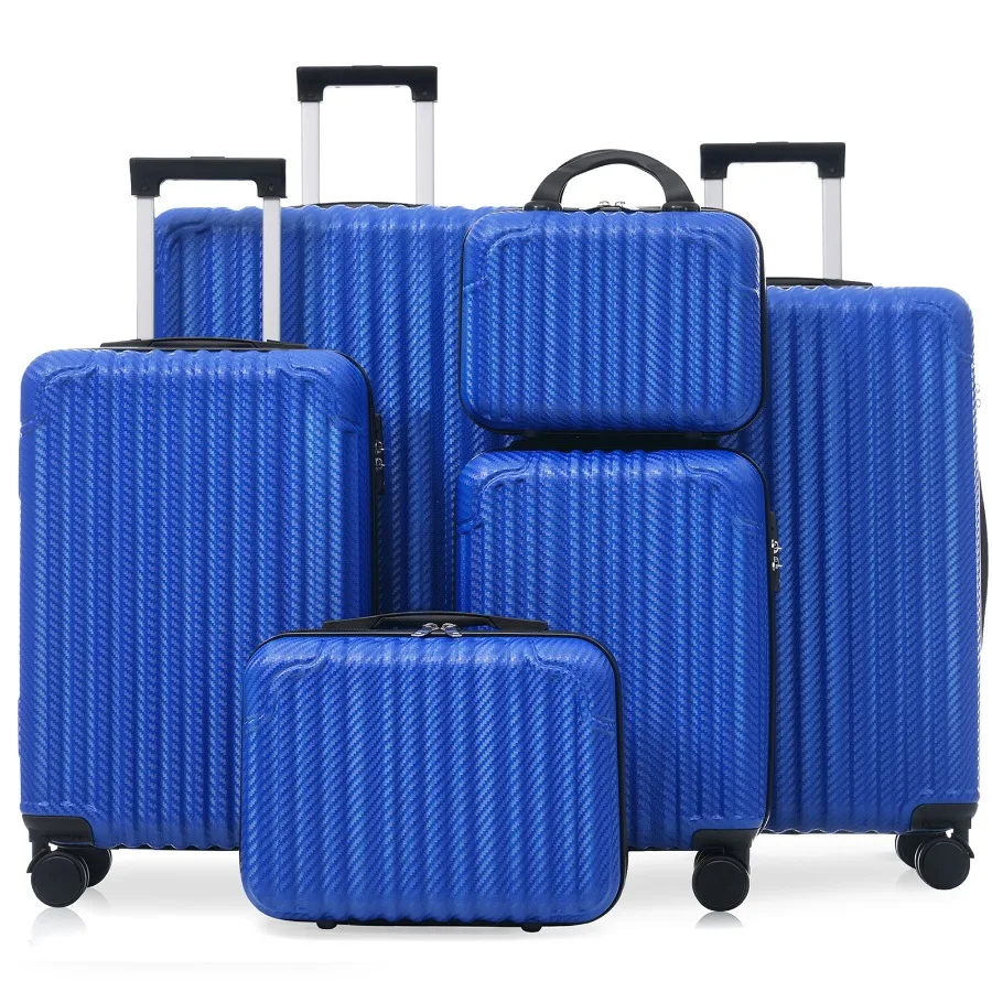 6-Piece Luggage Set, Durable Hardshell ABS Suitcase With Spinner Wheels, TSA Lock, Side Hooks, Lightweight Carry-On and Checked