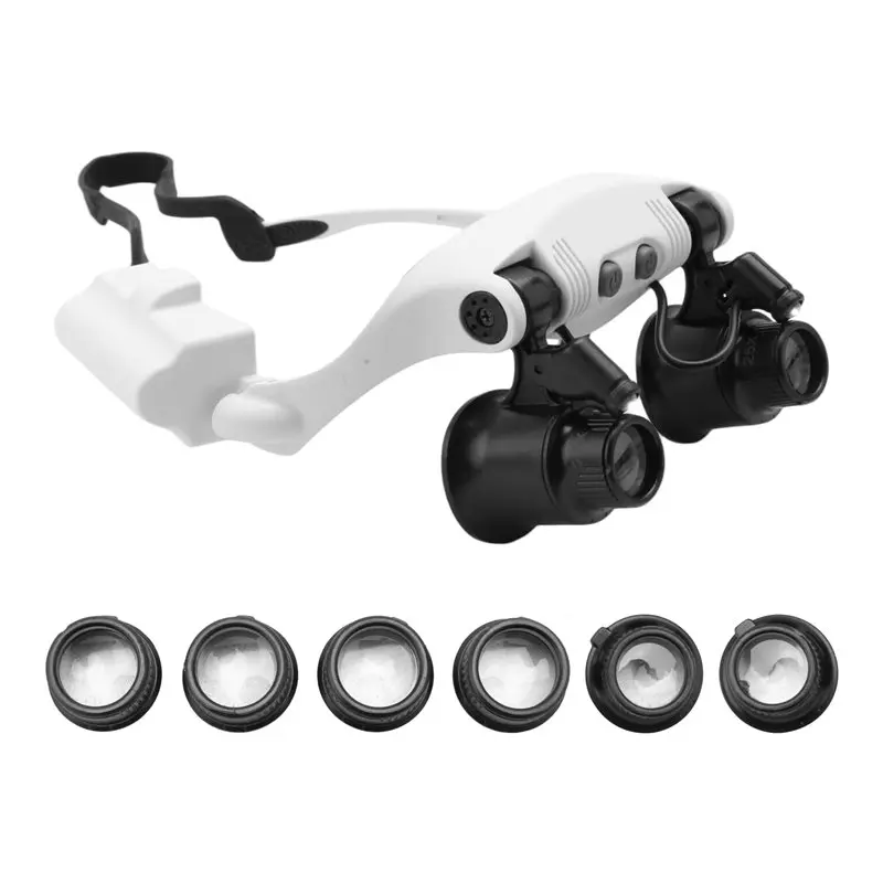 A51M-Headband LED Magnifying Glass Headlamp Microscope Jewelry Watch Repair
