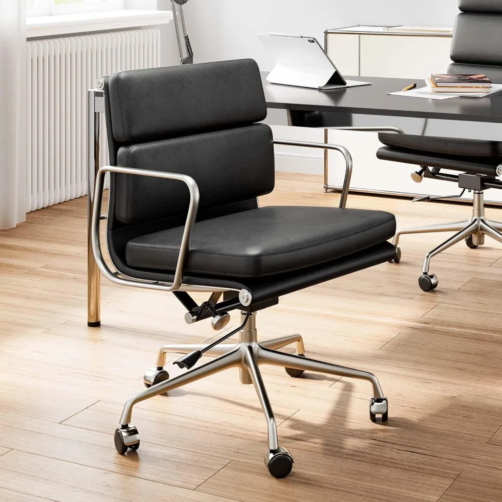 

Office Chair, Padded Executive Desk Chair with Arms and Wheels, Modern Rolling Leather Desk Chair with Lumbar Support