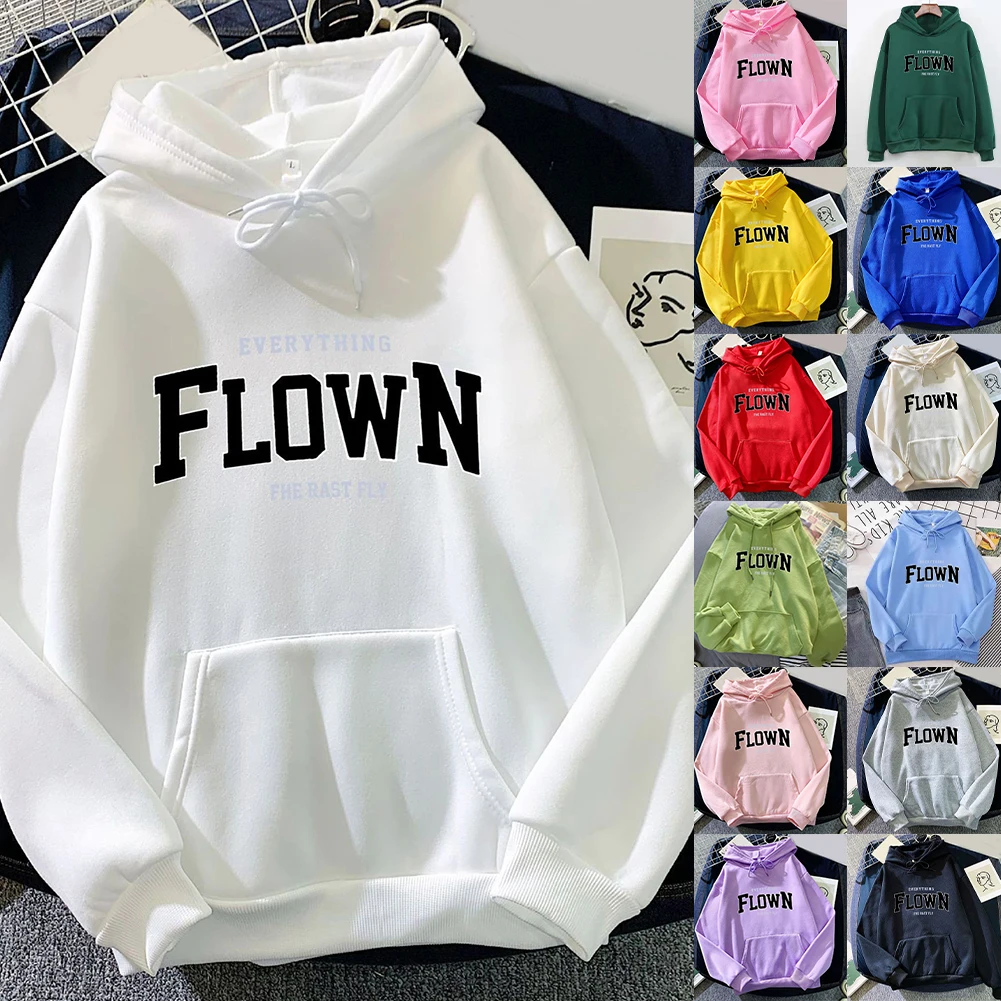 Moletom feminino com capuz de manga comprida com estilo hiphop retrô estampado para esportes e roupas casuais nas estações