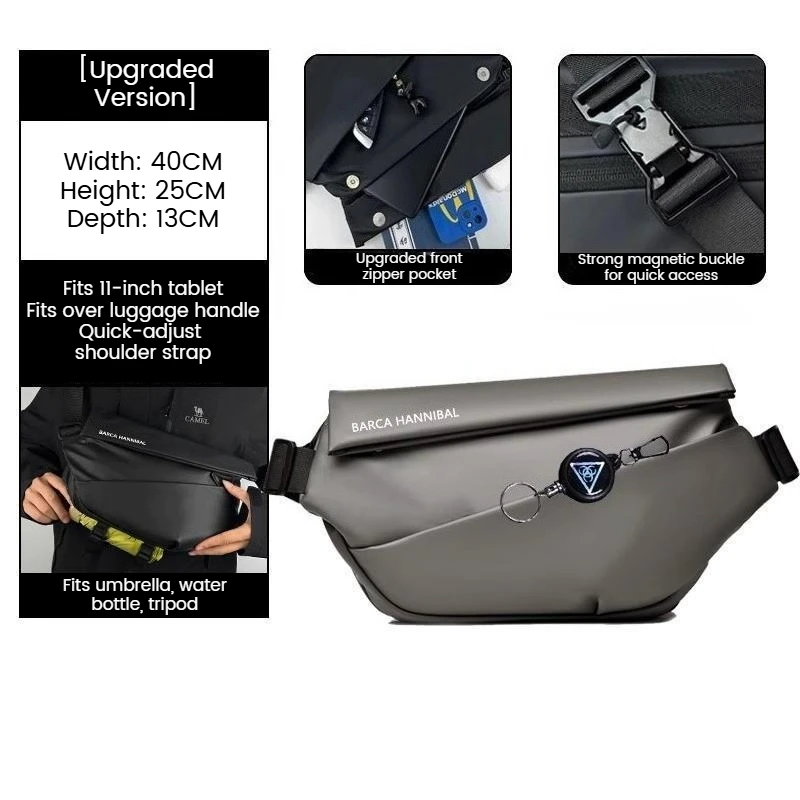 

Новая мужская нагрудная сумка с магнитной застежкой, вместительная сумка-слинг через плечо для велоспорта, поездок на работу и бега