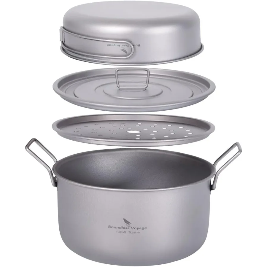 

Multifunctional Titanium Steamer Pot with Frying Pan and Vented Lid for Outdoor Camping Backpacking Kitchen: Lightweight Durabl