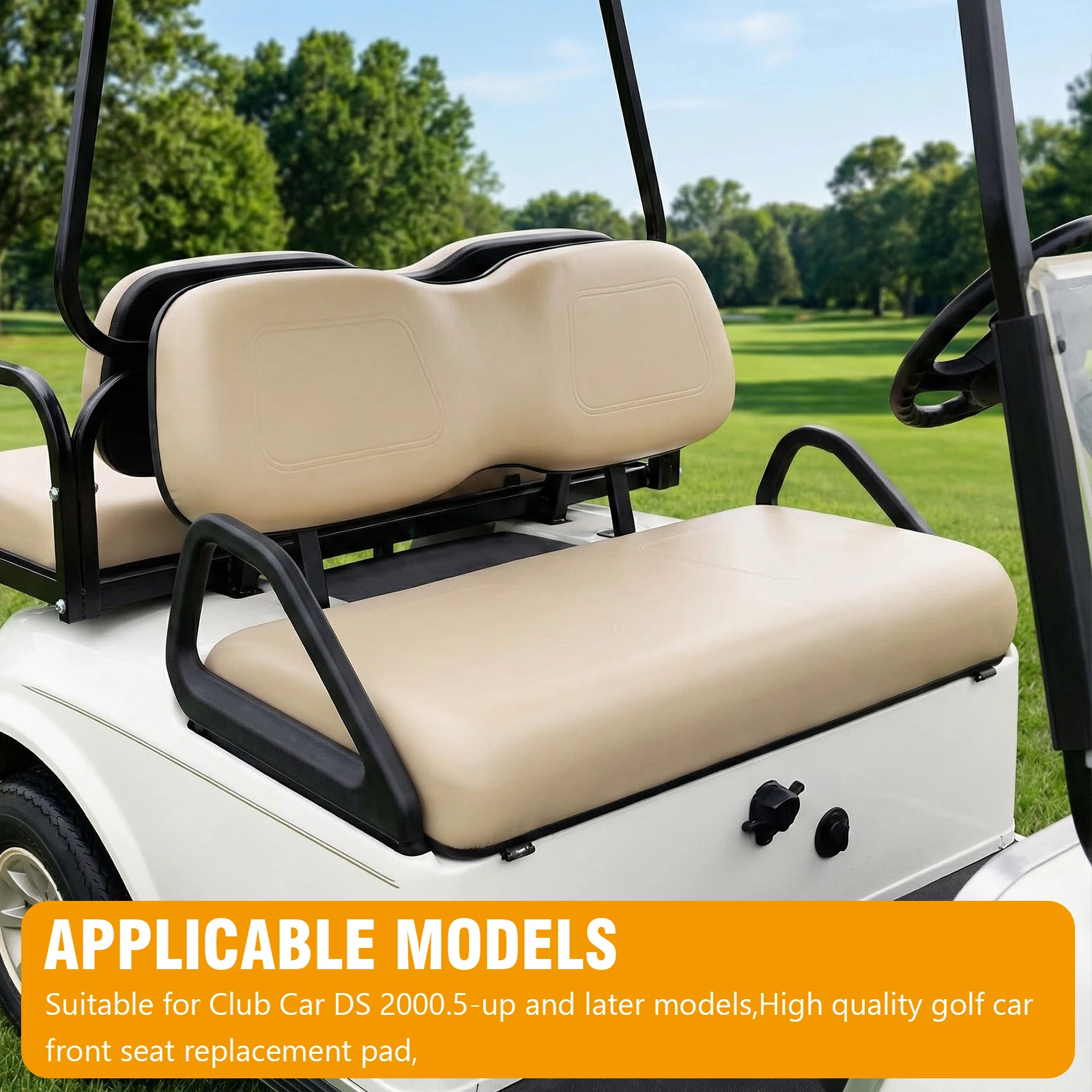 

Комплект подушек для переднего сиденья (спинка и основание) 102076601 102076602, совместимый с сиденьями для гольф-каров Club Car DS моделей 2000.5 года и новее.