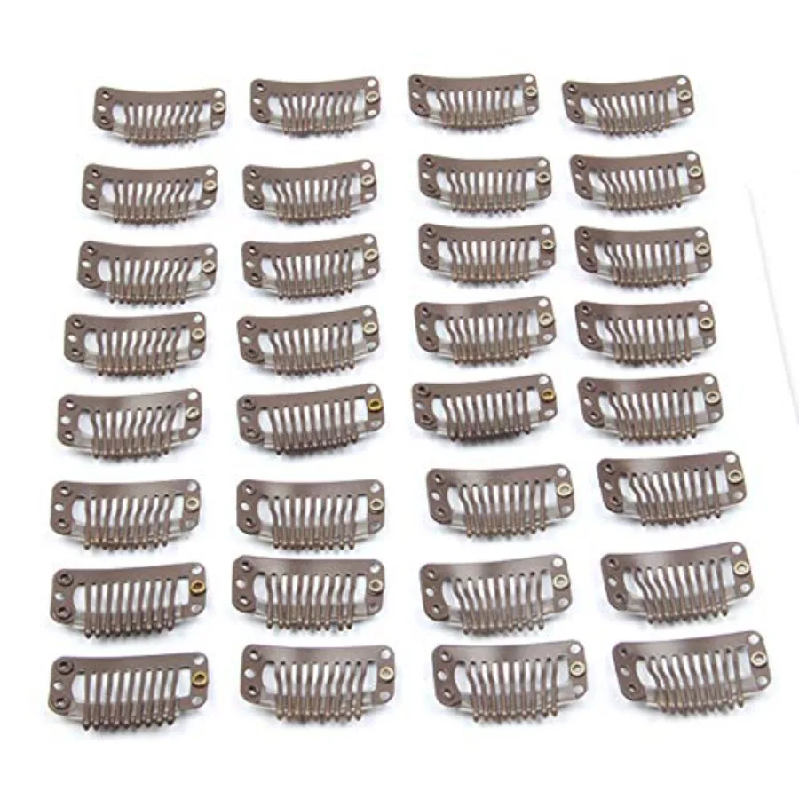Hair extensions and toupee application: stainless steel snap wig clips, silver, corrosion-resistant and lightweight