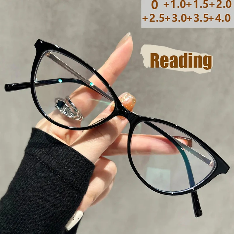 Anti-Blaulicht-Lesebrille für Damen, modische Cat-Eye-Presbyopie-Brille, leichte und junge Brille JH5511
