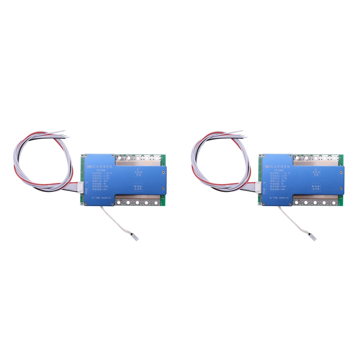 

2X Bms 7S 24 В 100A 18650 Плата литиевого аккумулятора Bms Эквалайзер Pcb Ремень защиты от температуры Line-A74Z