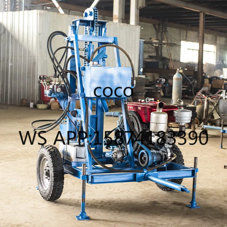Hiyoung Ground 100m Mobile Drill Rig, Mini Artesian Water Well Drilling Machine with Small Electric Motor