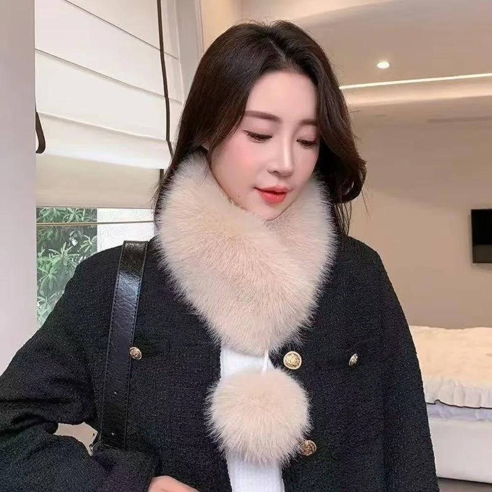 ผ้าพันคอขนเฟอร์เทียมหนานุ่ม อุ่นสบาย พร้อมแม่เหล็ก ผ้าพันคอคลุมคอ สีพื้น ผ้าพันคอสำหรับกิจกรรมกลางแจ้ง