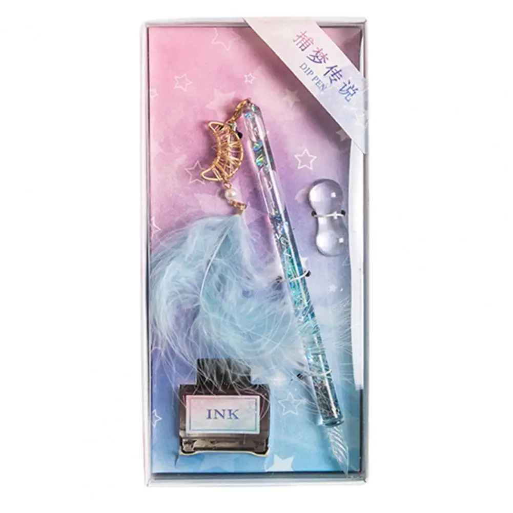 Signature Pen Dream Catcher Pen End Handmade Glass with Ink Crystal Writing Dip Pens