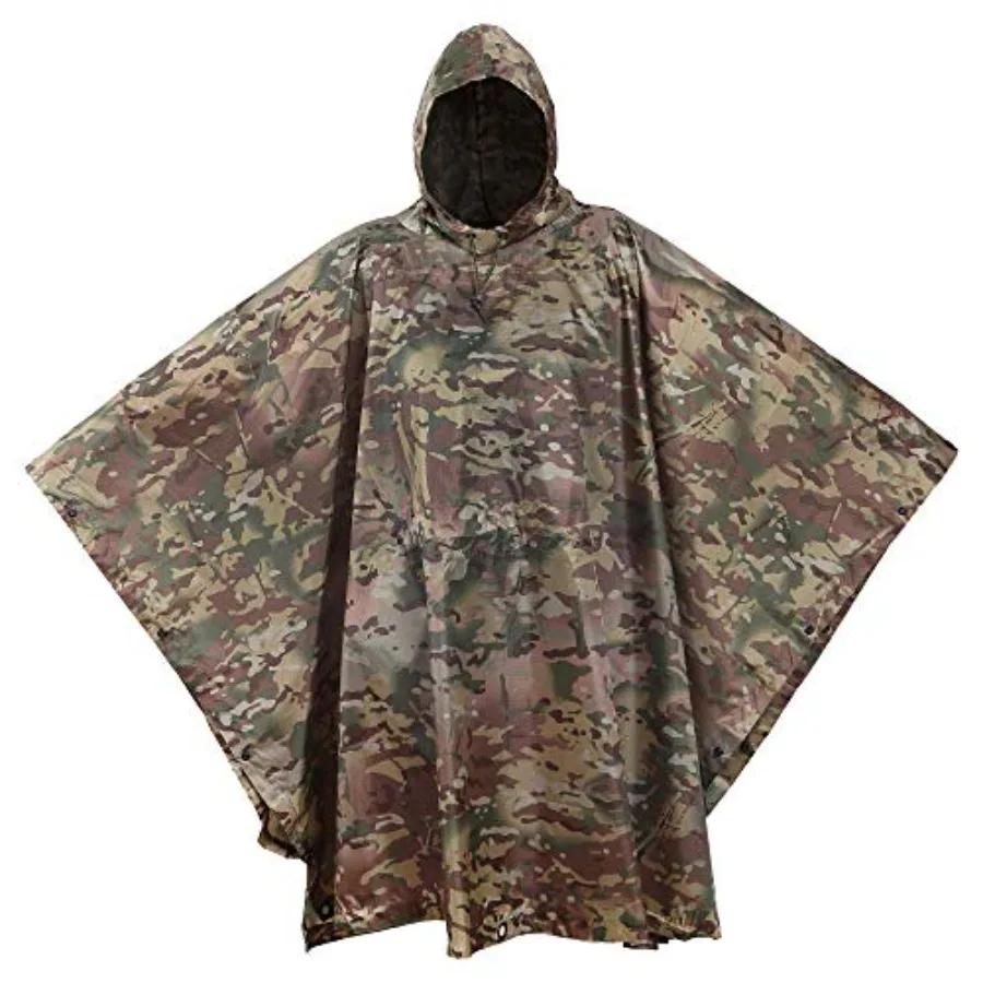 

Military Style Poncho Multi Use Rip Stop Camouflage Rain Poncho