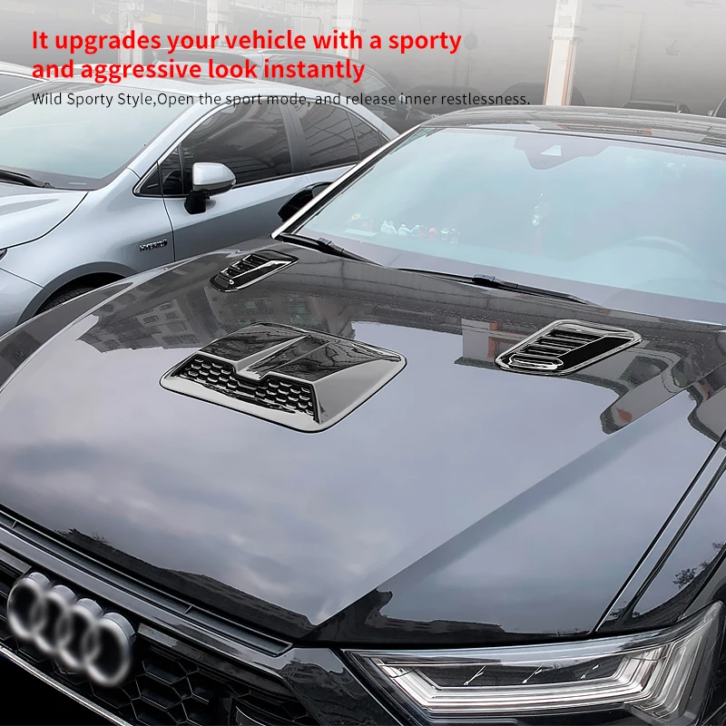 Car Decorative Cell Air Flow Intake Hood Scoop Bonnet Vent Cover Stickers Styling Auto Exterior Accessory For Audi A6 2012-2023