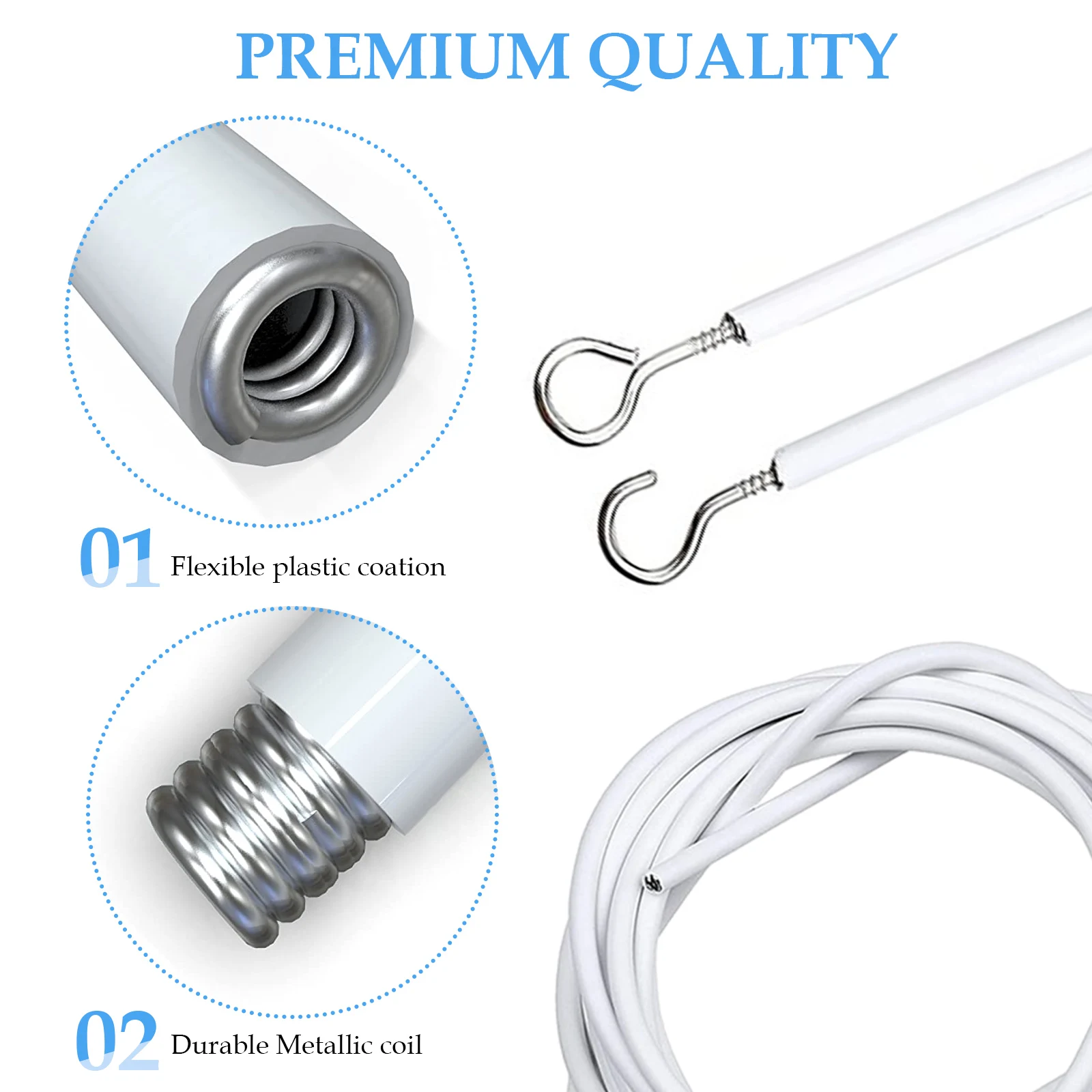 PVC Janela Cabo Cabo Net, Track Wire, White Windows Wall Hanging Line com Ganchos, OLHOS, Carro Caravanas e Barcos, 3m