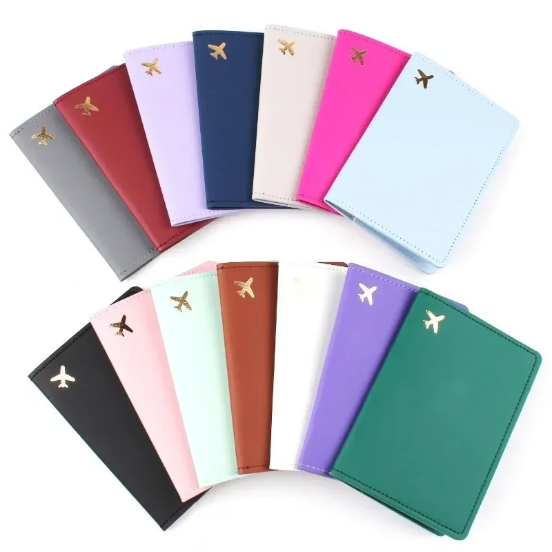 

Women Man PU Leather Passport Cover Case Holder Wallet Card Holder Plane Lightweight Fashion Travel Accessories Organizer Bag