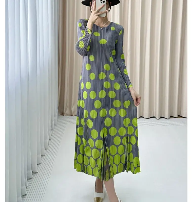 2024 Autumn New Polka Dot Dress Retro Western Style Long Dress Large Size Loose Slim  vestidos de mujer