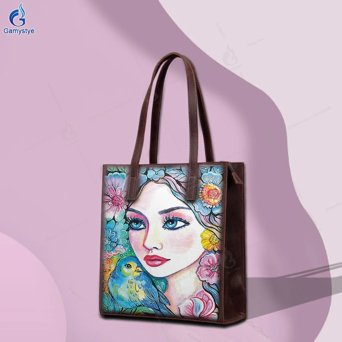 Personalizar bolso Art Hand Painted Birds and Beautiful Women Bags Ladies purses and handbags Messenger Clutch Totes Multicolor