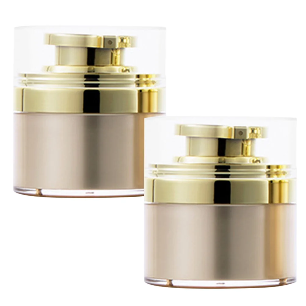 

2Pcs Facial Cream Jar Reusable Transparent Container Airless Pump Dispenser for Travel Skincare Storage Compact Design