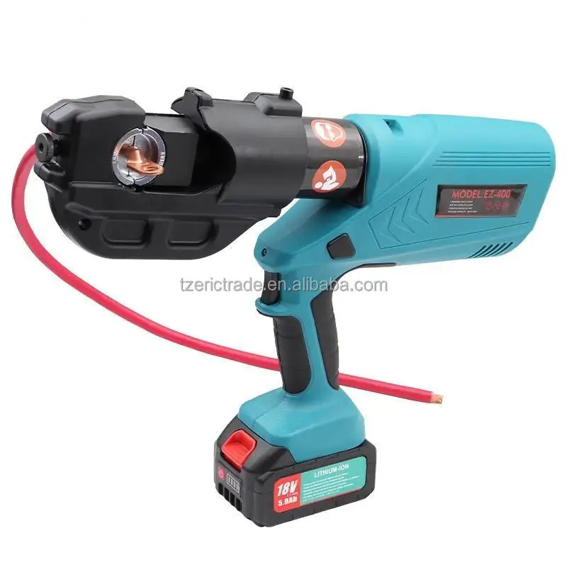Glam EZ-400 DC 18V Industrial Aluminum/Copper Cable Crimper Machine Cordless Electric Hydraulic 120kn Pressure Wire Lug Tool