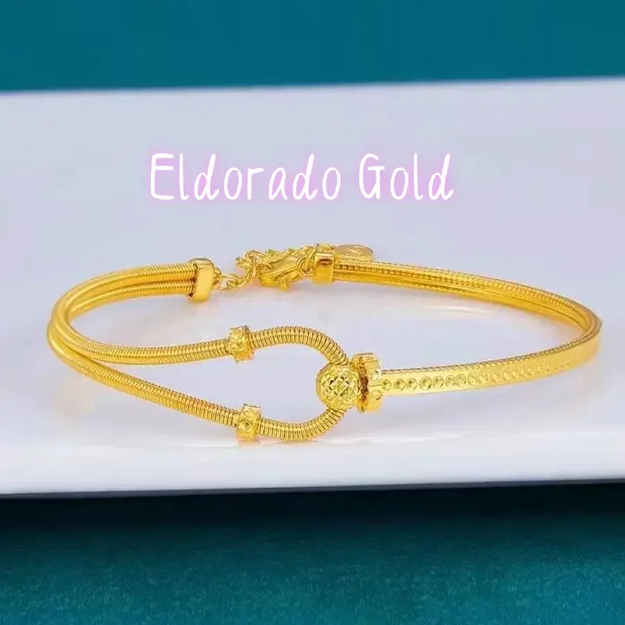 

Eldorado Gold 9999 24K real gold spring horseshoe buckle bracelet C-ring interlocking bracelet with adjustable AB chain bracele