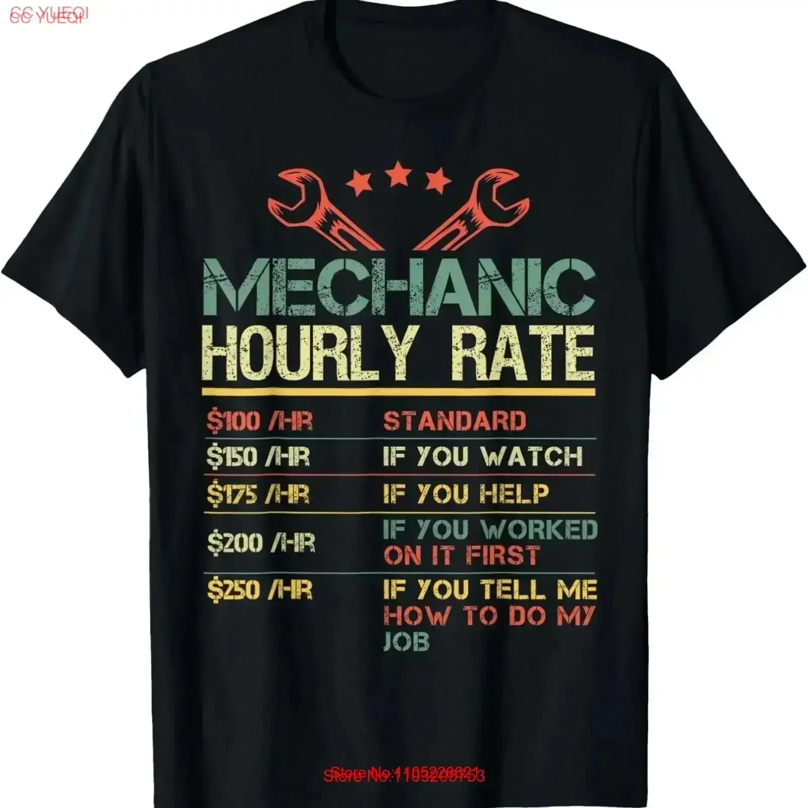 Funny Mechanic Hourly Rate Auto Repair Labor Rates T Shirt vintage Washed homme fashion streetwear Slightly vintage Washed