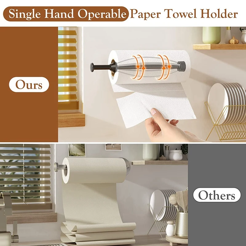 1 Piece Under Cabinet Single Hand Operable Wall Mount Paper Towel Holder With Damping Effect