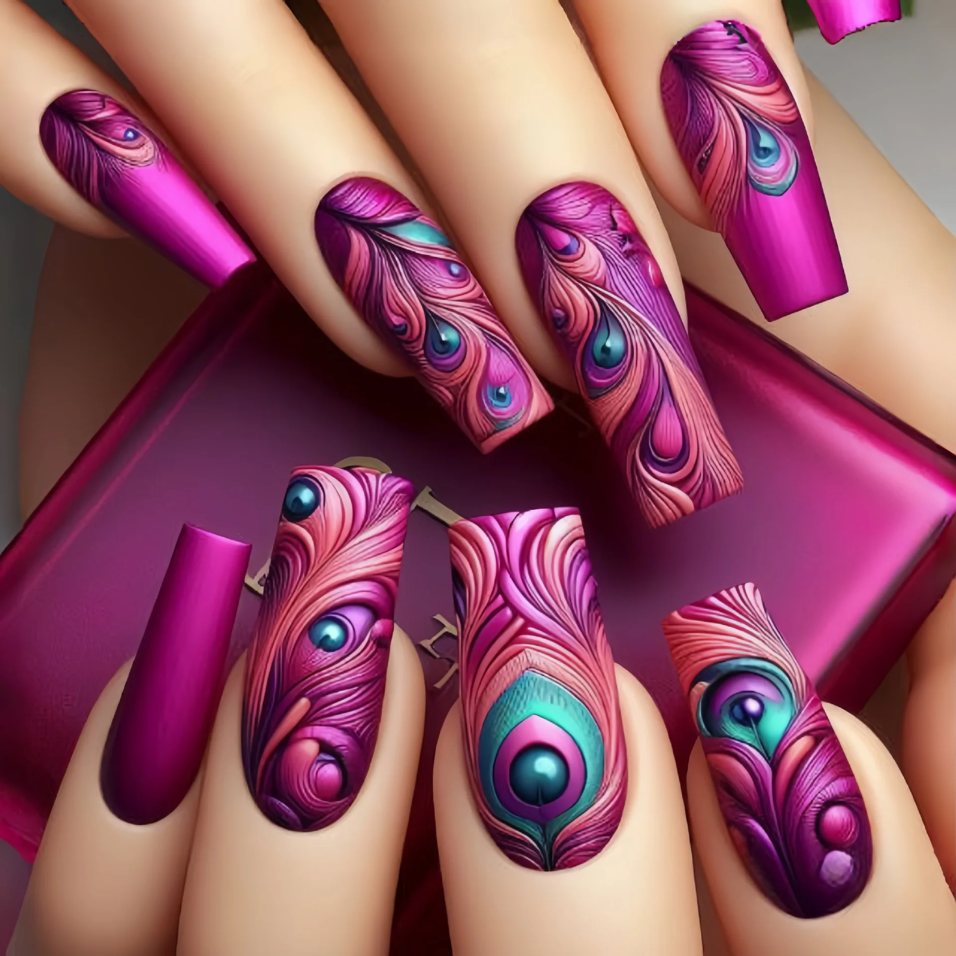 24 Stück mittellange Ballett-Nagelnägel zum Aufdrücken, rot, Valentinstag-Design, künstliche Nägel, Liebes-Rosenmuster, Nagelspitzen, tragbar, falsche Nagelkunst