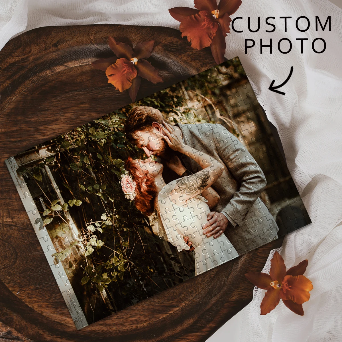 1pc Custom couple Photo Wooden Jigsaw Puzzle , Pop Culture, Anime, Cool Design Home Kids Room, Playroom, Nursery Puzzle Club