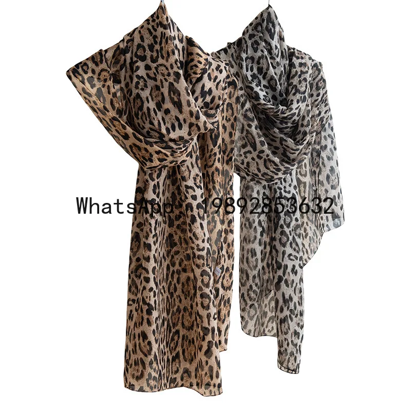

Fashion silk mulberry silk leopard print silk scarf printing breathable light gauze scarf