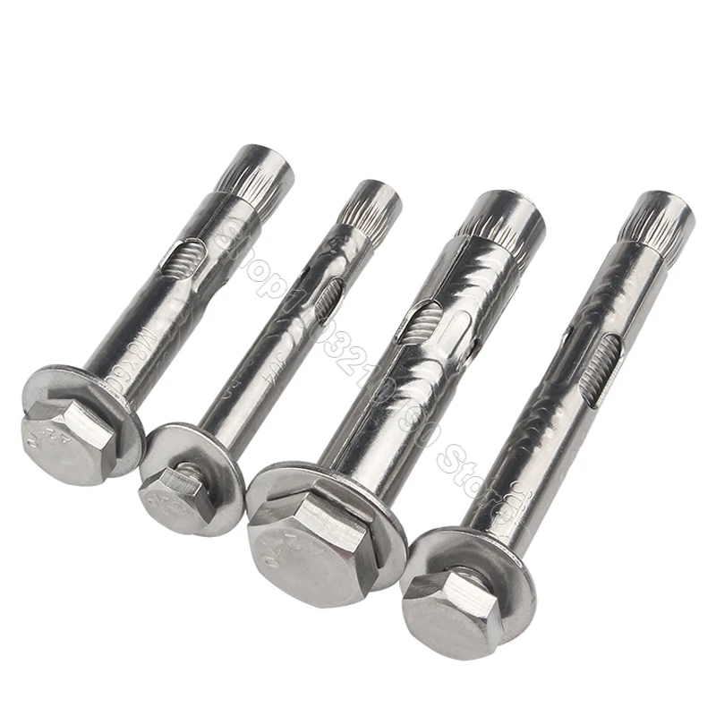 1Pc M6 M8 M10 M12 304 Stainless Steel External Hexagon Internal Expansion Screw Sleeve Concrete Anchor Built-in Tension Hex Bolt