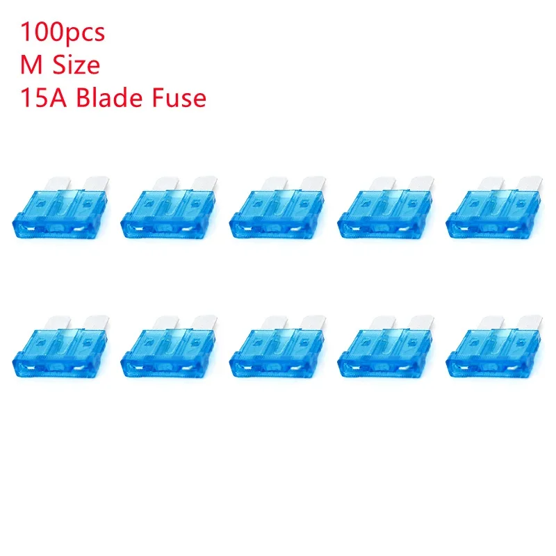 10/100pcs Aluminum Standard Blade Fuse 15A ATO/ATC Fuse Kit for Car Boat Auto Accessories Small/Medium Size