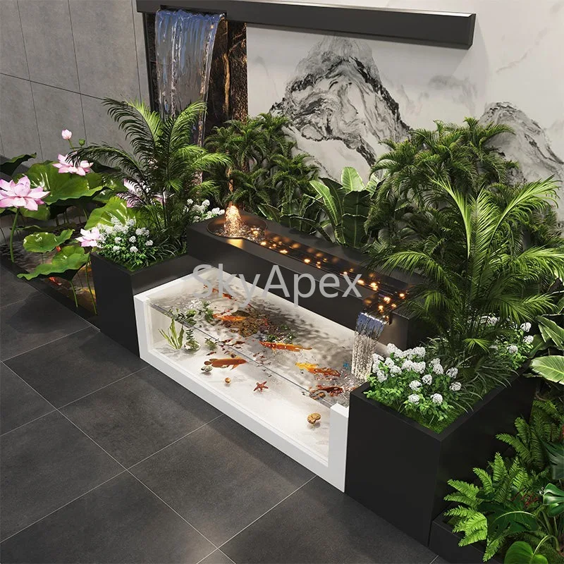 Stainless Steel Finished Courtyard Fish Pond - Circulation Flowing Water Ornament  For  Indoor Outdoor Villa Balcony Landscaping