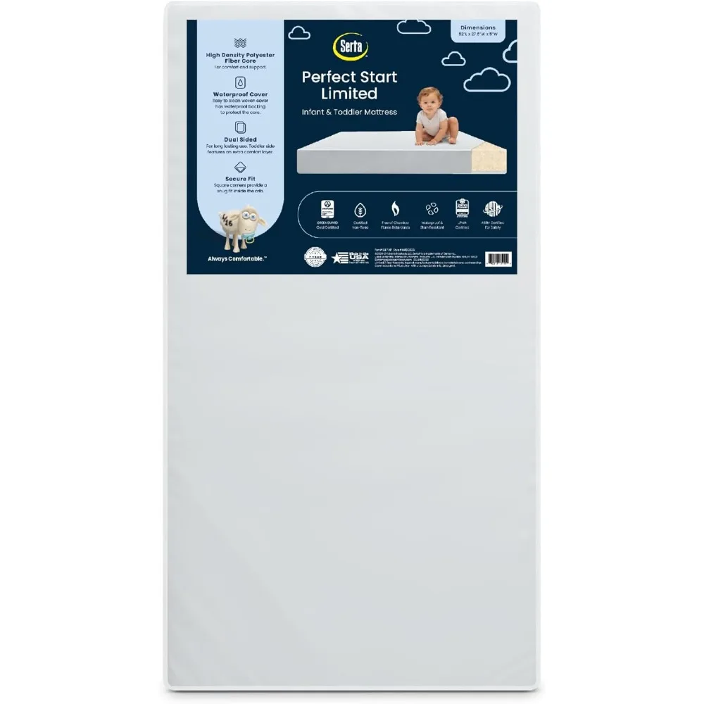 

Serta Perfect Start Limited Dual Sided Baby Crib Mattress and Toddler Mattress, Breathable Fiber Core, GREENGUARD Gold Certified