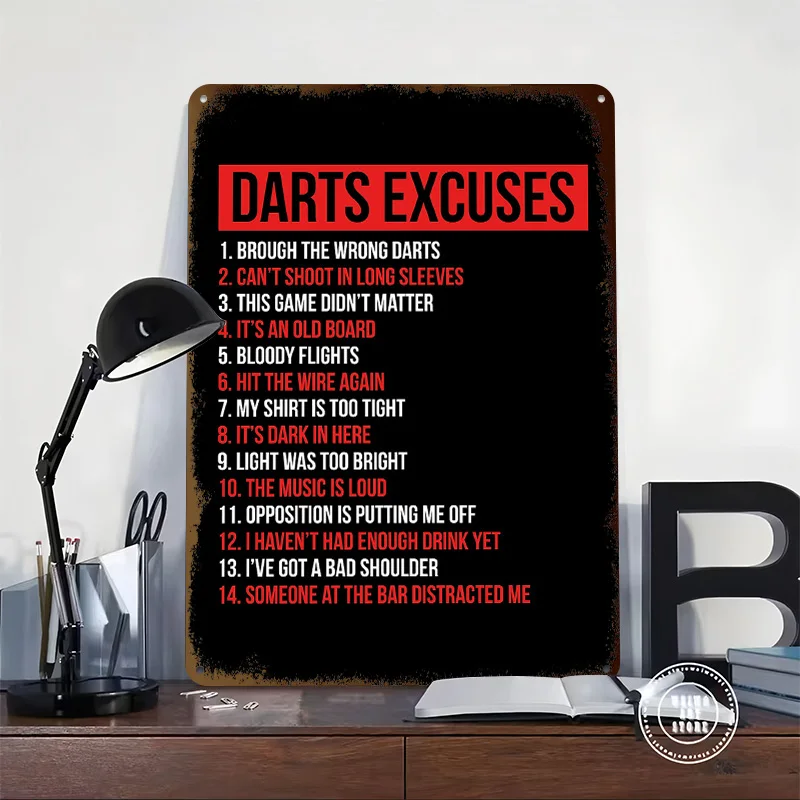 Darts Excuses for Friends Printing Poster Customized Retro Wall Art Vintage Metal Signs for Bathroom Decor Room Bar Accessories