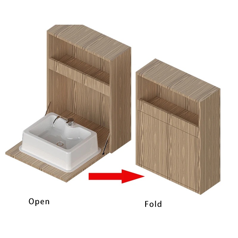 RV حوض الحمام القابل للطي مغسلة مخفية مغسلة مخفية الاكريليك فراغ مصبوب #4