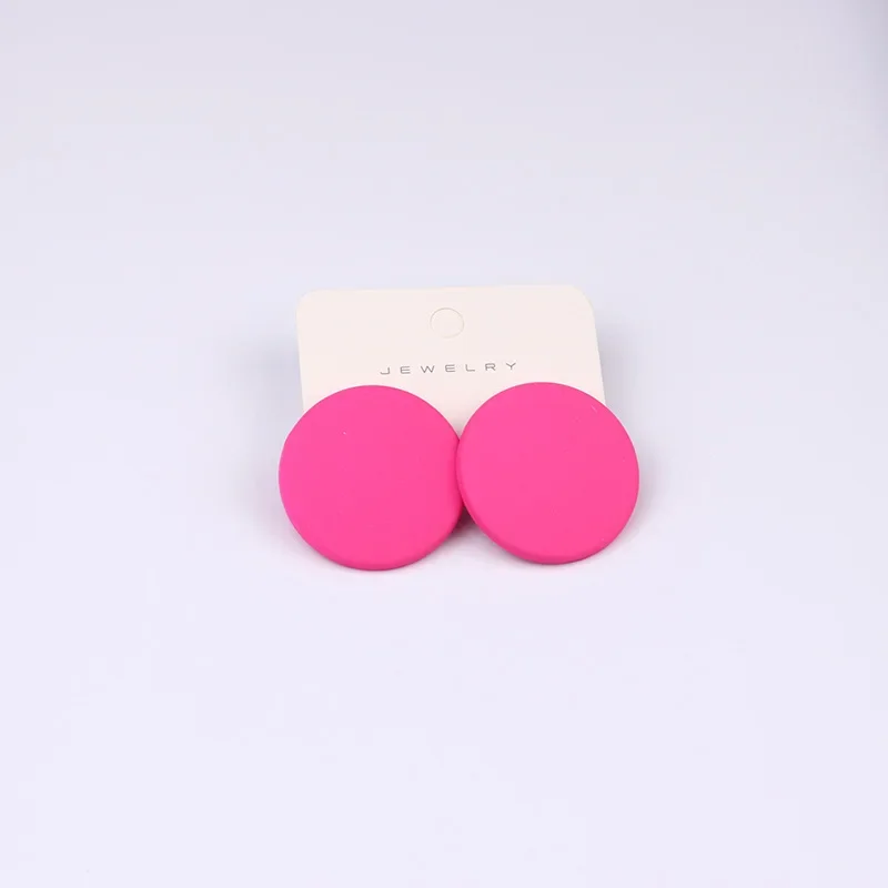 New 20-color Round Spray Paint Earrings Earrings Simple Fashion Acrylic Personality Candy Color Earrings for Women
