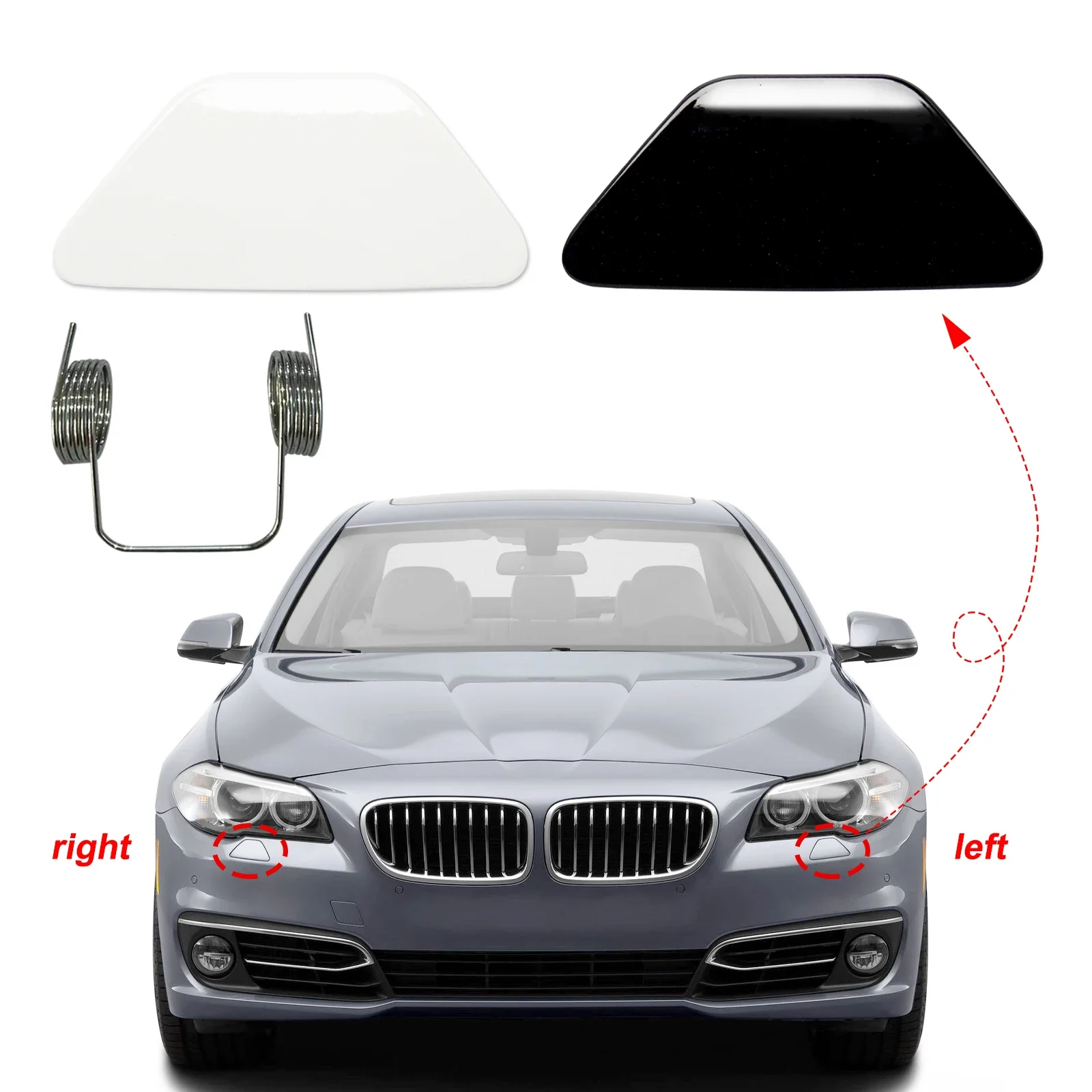 

OLANGDA Front Bumper Headlight Washer Cover Cap Headlamp Spray For BMW 5 F10 F18 Accessories 2014 2015 2016 51117332683 51117332