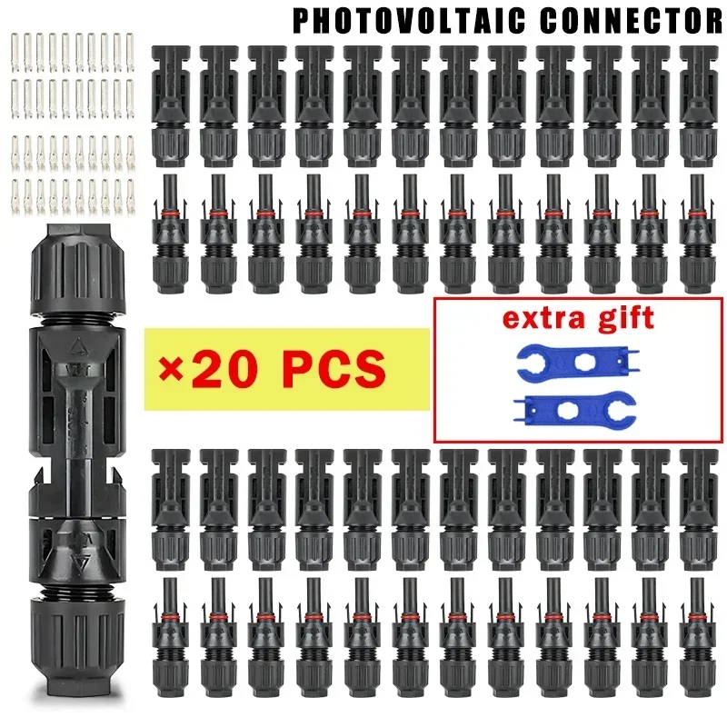 600/400/200/100/40/20/10 Stuks Solar Connectors PV Stekkers 1000V 30A Zonnepaneel Connector Kit Beschikbaar voor PV/MC Kabels 2.5/4/6mm2