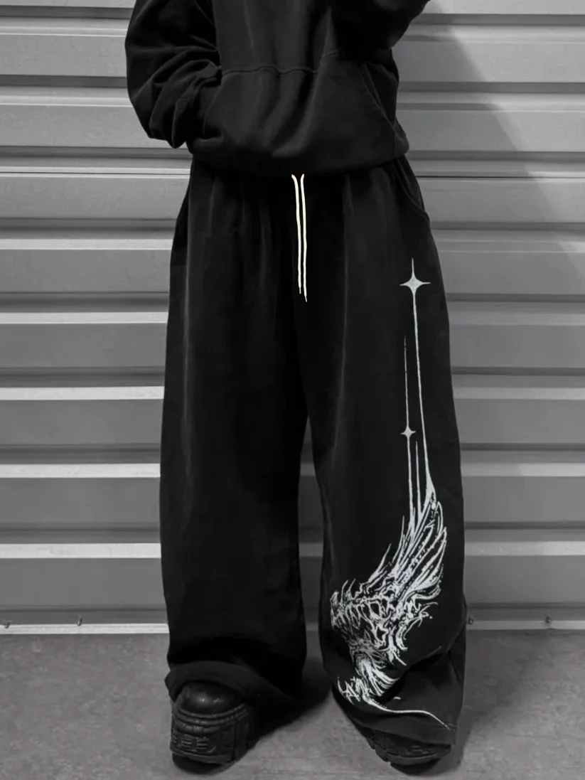 2026 Herren Gothic-Print Freizeit-Jogginghose Multifunktionale Paarhose Modische Hip-Hop-Hose Bequeme Sporthose – Detail 7