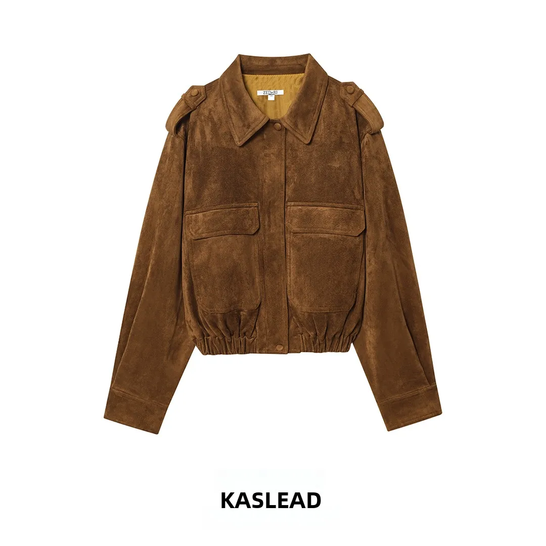 

KASLEAD Новая женская модная замшевая рабочая одежда Jaet Street Sle, верхняя одежда из полиэстера и волокна для женщин