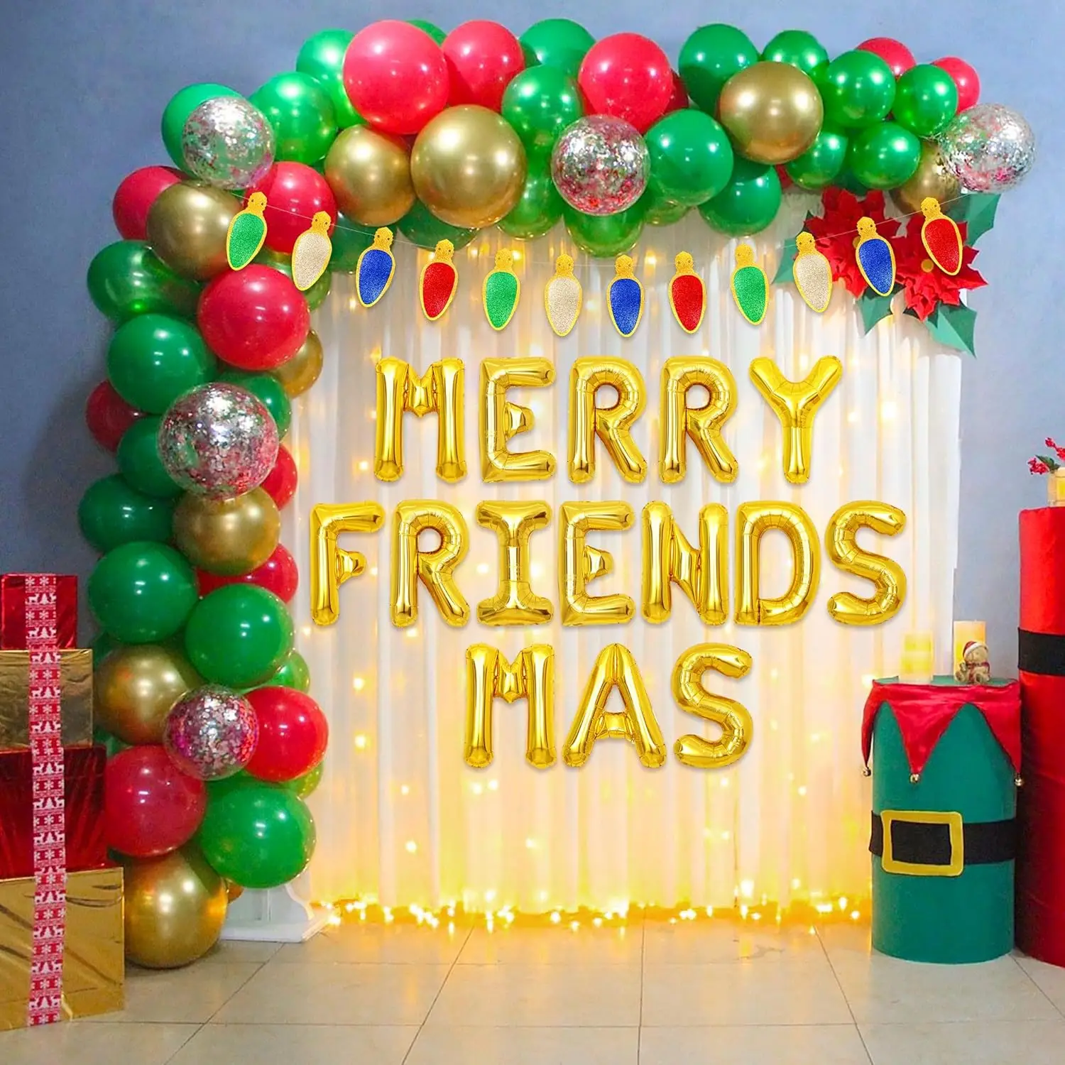 LaVenty Merry Friendsmas украшения для вечеринки Merry Friendsmas баннер воздушные шары тематическая рождественская вечеринка