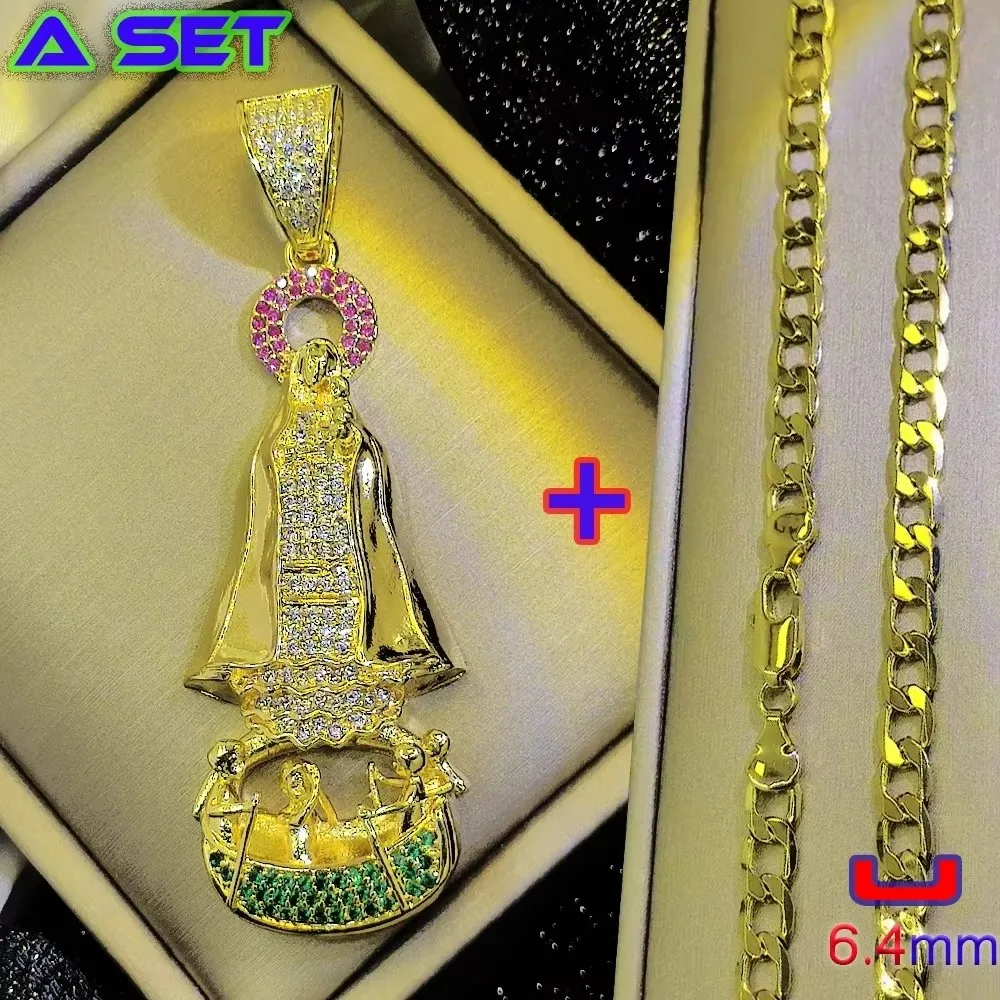 Exclusive custom trendy necklace, luxurious diamond studded Virgin Mary pendant, 18K gold plating, hip-hop fashion decoration