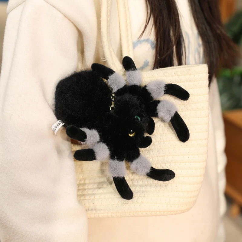 Niedliche Stofftier-springende Spinne-Plüschtiere, bunte vieräugige Spinne, Plüsch-Schlüsselanhänger, Tasche, Dekor, Anhänger, Spinnen, Stofftiere – Detail 11