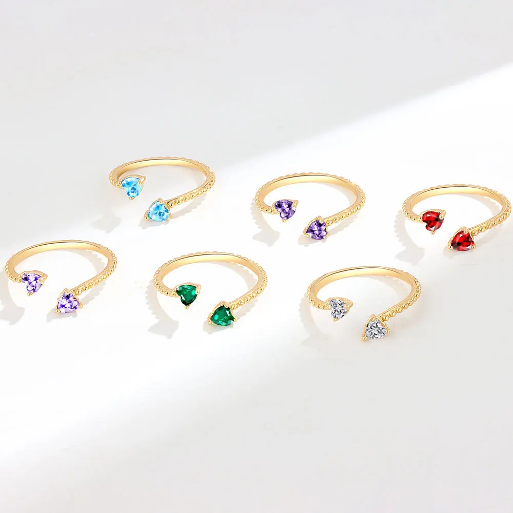 LIVVY Minimalist Open Finger Rings For Women New Fashion Romance Creative Zircons LOVE Heart Geometric Party Jewelry Gifts