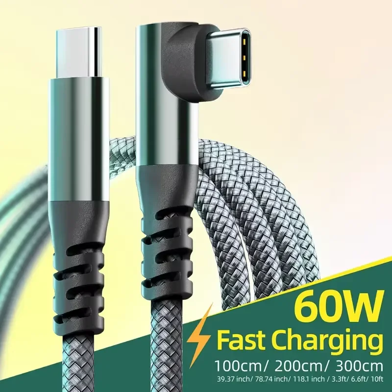 나일론 편조 1PC USB C to C 케이블 1M 2M 3M 10FT USB C 데이터 전송 60W PD 고속 충전 케이블 (아이폰 15, 15플러스, 15프로맥스용)