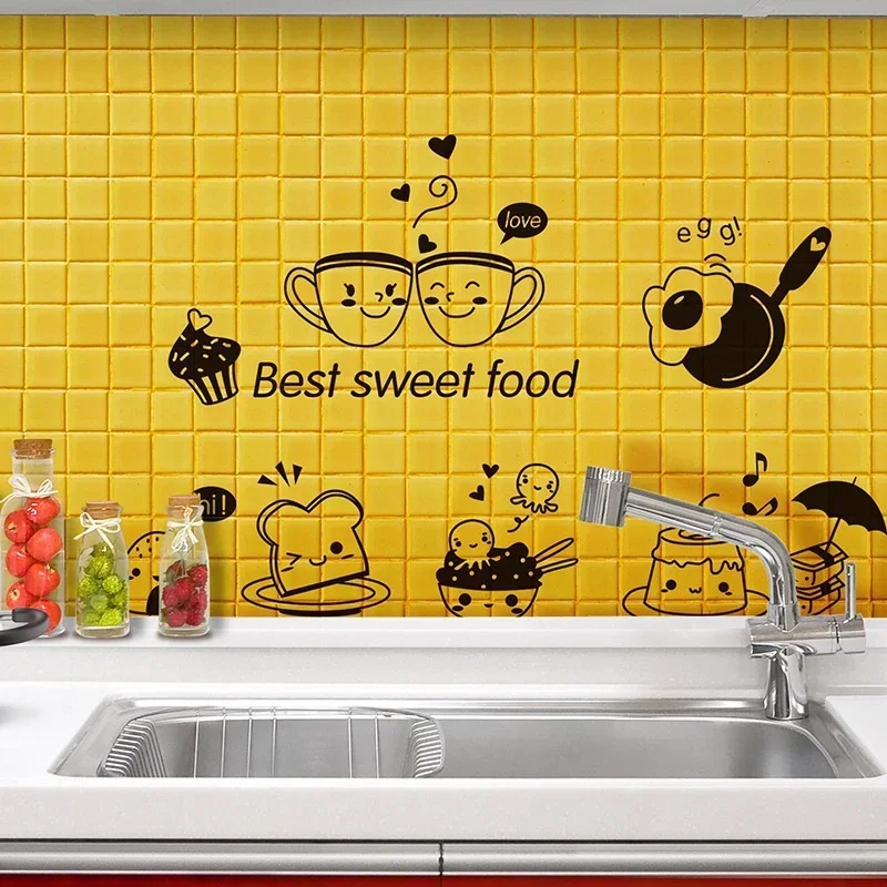 Autocollants muraux amovibles, décoration murale de salle, Restaurant, Cuisine occidentale, réigérateur, café  15