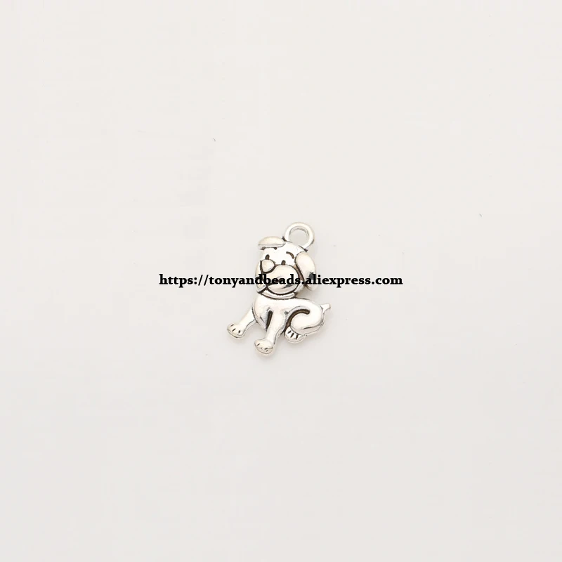 (50Pcs/Lot) Zinc Alloy Tibetan Silver European Charm Dog-Shape Pendant Size 17X13mm ZN48262B