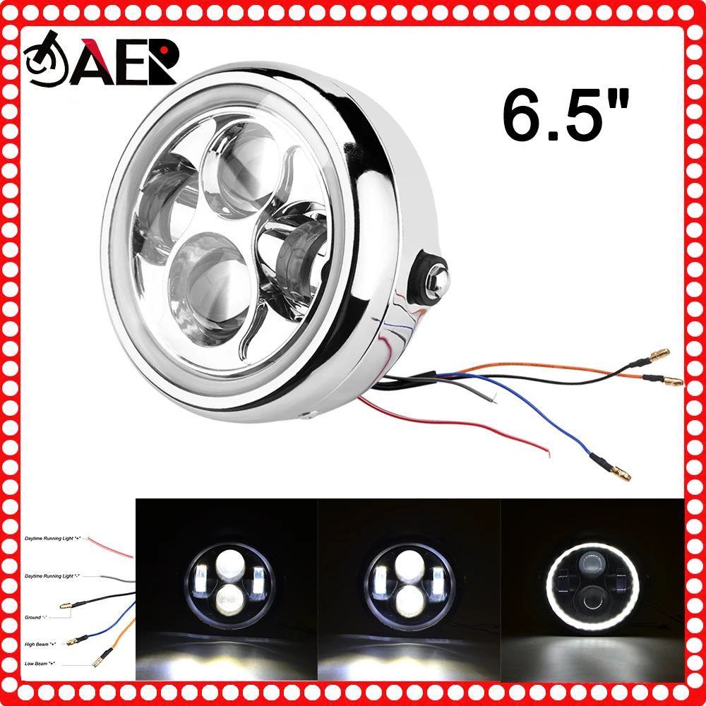 

6.5" LED Motorcycle Headlight Head Lamp light Bulb for Harley Sportster Bobber Cafe Racer Yamaha Honda Head Light