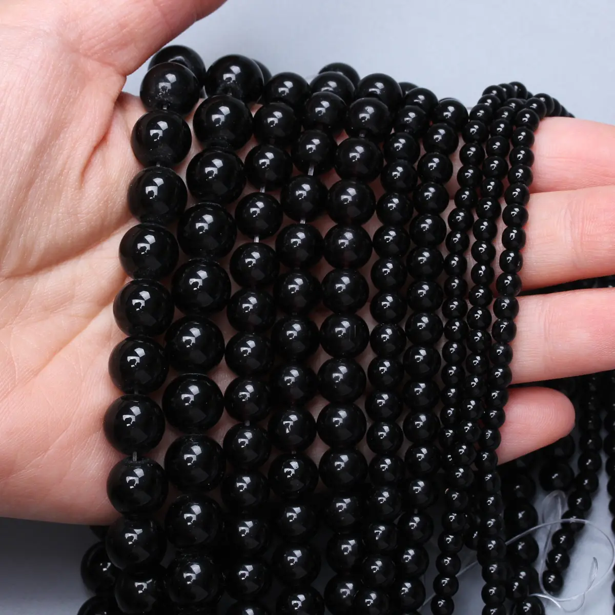 Natural Black Agate Stone Round Spacer Loose Beads For DIY Necklace Bracelet Jewelry Making 4 6 8 10 12mm